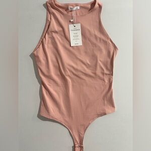 REORIA Women's Sleeveless Bodysuit Pink layering snatched buttery Size M Regular